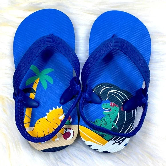 Cat Jack Shoes Cat Jack Boys Navy Blue Dinosaur Flip Flop